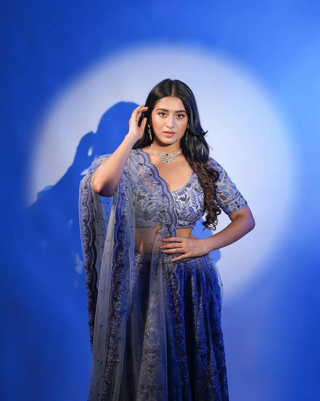 Telugu Actress Rashi Singh Stills in Blue Lehenga Choli